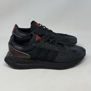 Adidas Retropy E5 Sneakers Mens 10.5 Black Suede Vivid Red Plaid Athletic Shoes